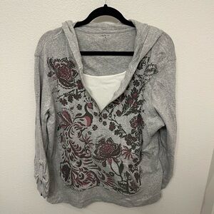 Style & Co. Gray Graphic Long Sleeve Hoodie